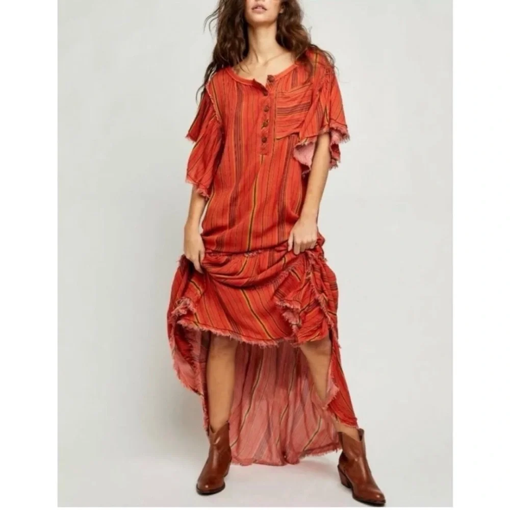 Free People Better Days Red Combo Maxi Dress NWT SZ XS - Picture 4 of 13
